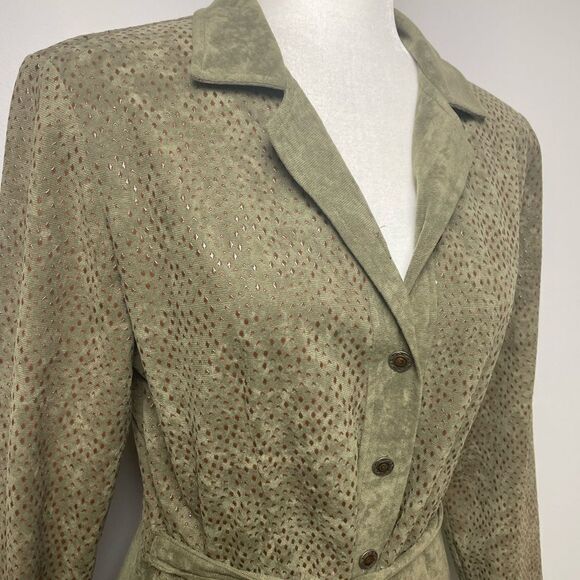 Hl Design Vintage Olive Green Full Button Down Dress Sz M - Picture 5 of 11
